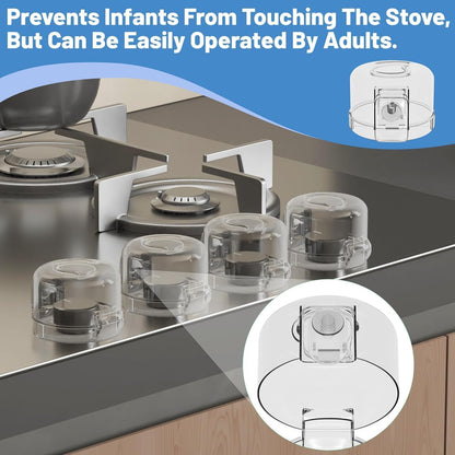 Stove Knob Safety Covers for Child Baby Proofing Kitchen Universal Size Gas Knob Covers Clear View