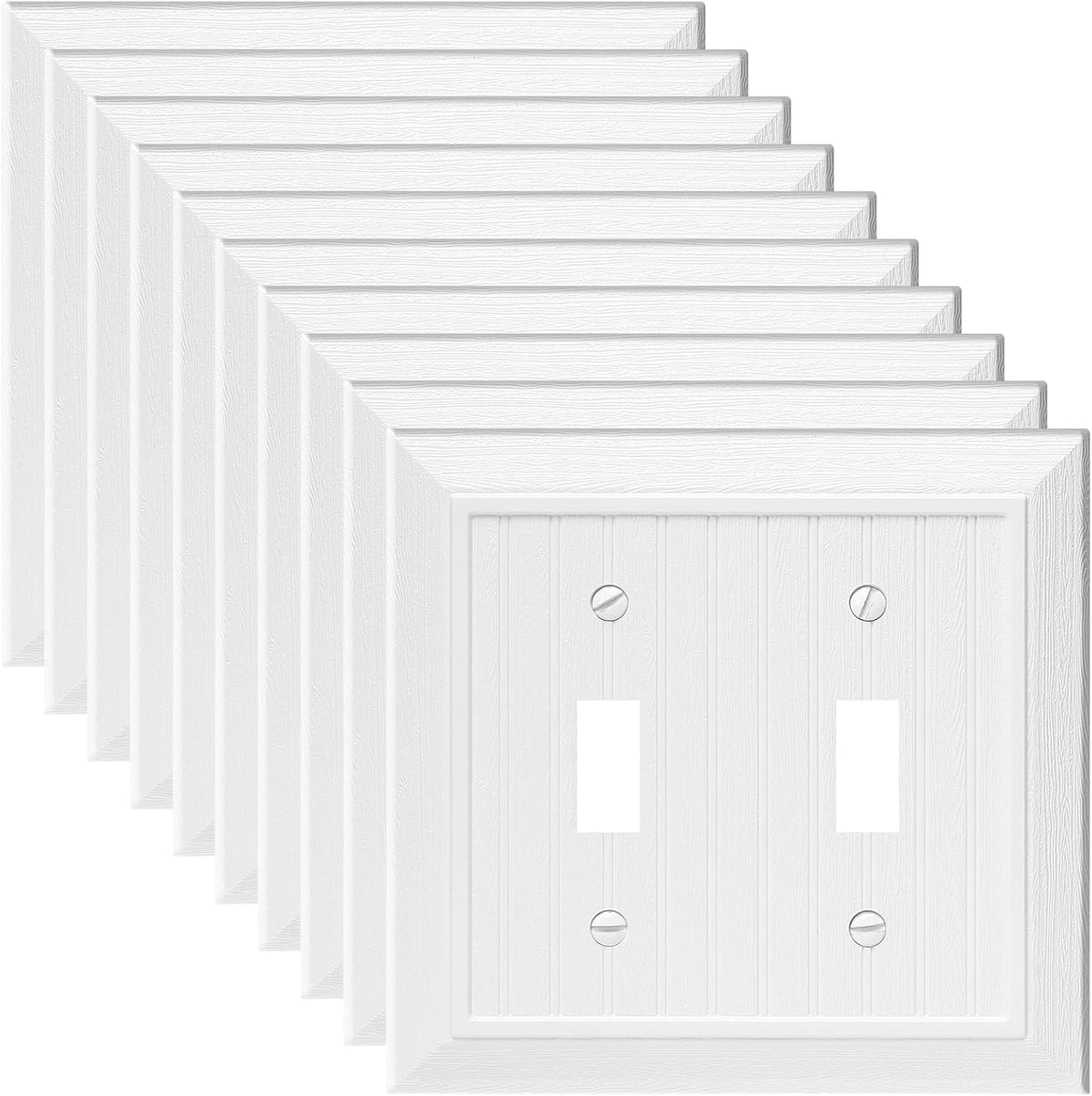 Modern Decorative Wall Plate Switch Plate Outlet Cover, Vintage Retro Wood Grain Design(Double
