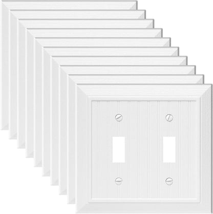 Modern Decorative Wall Plate Switch Plate Outlet Cover, Vintage Retro Wood Grain Design(Double