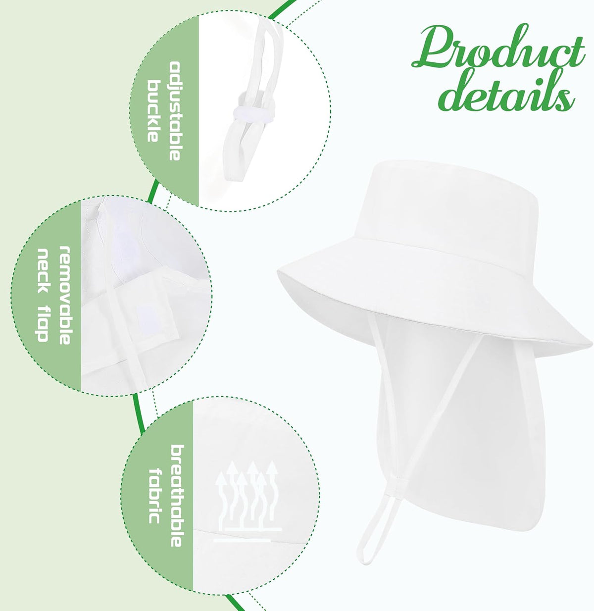 Baby Sun Hat Toddler Bucket Hats with Removable Neck Flap for Boys Girls Kids with Wide Brim Summer