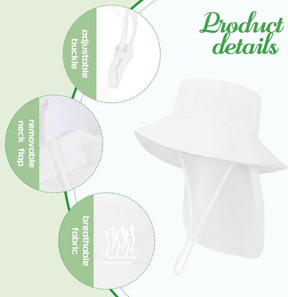 Baby Sun Hat Toddler Bucket Hats with Removable Neck Flap for Boys Girls Kids with Wide Brim Summer