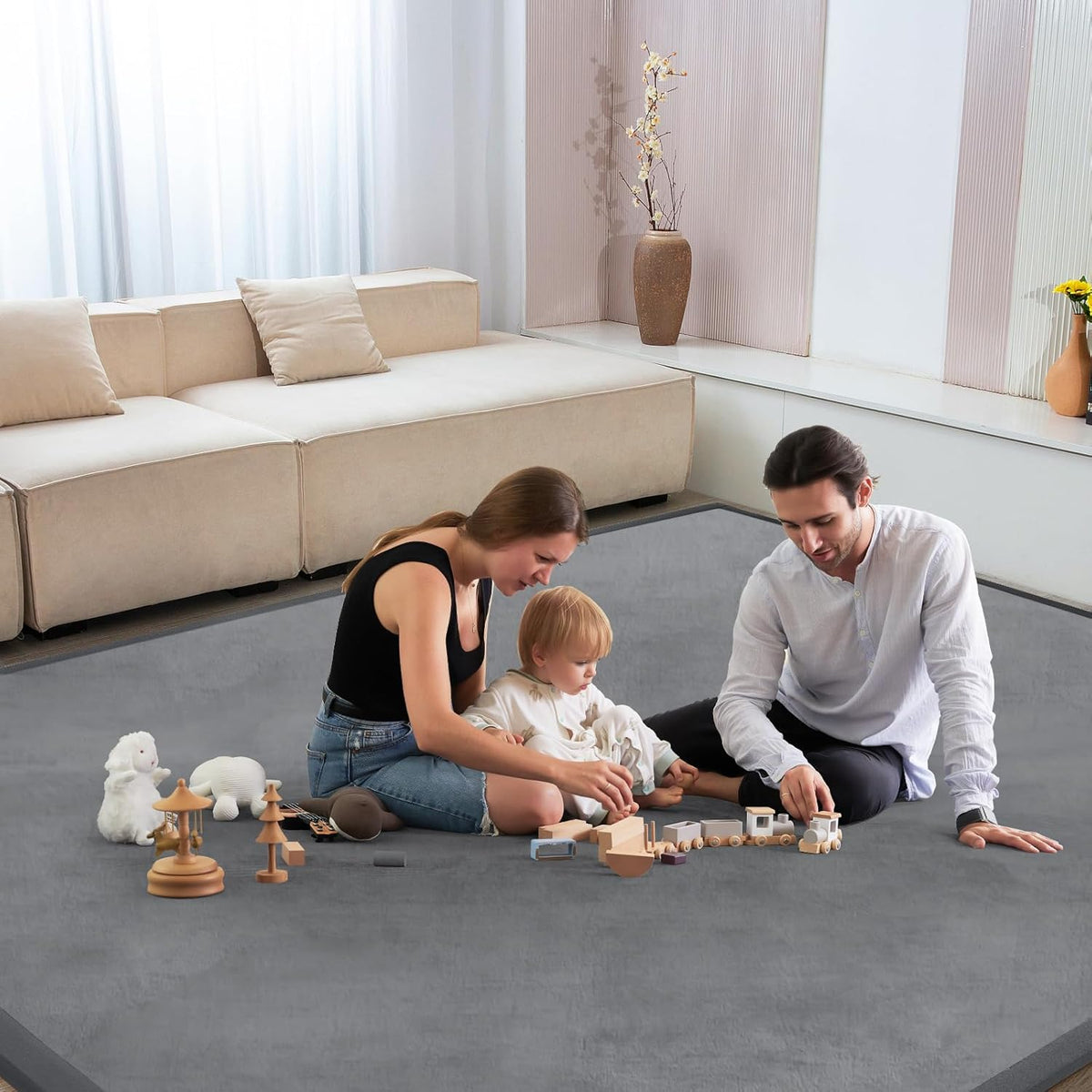 Baby Play Mat 1.2" Thick Memory Foam Nursery Rug Area Rug, 9’2” X 6’7” Yoga Mat Playmat Crawling