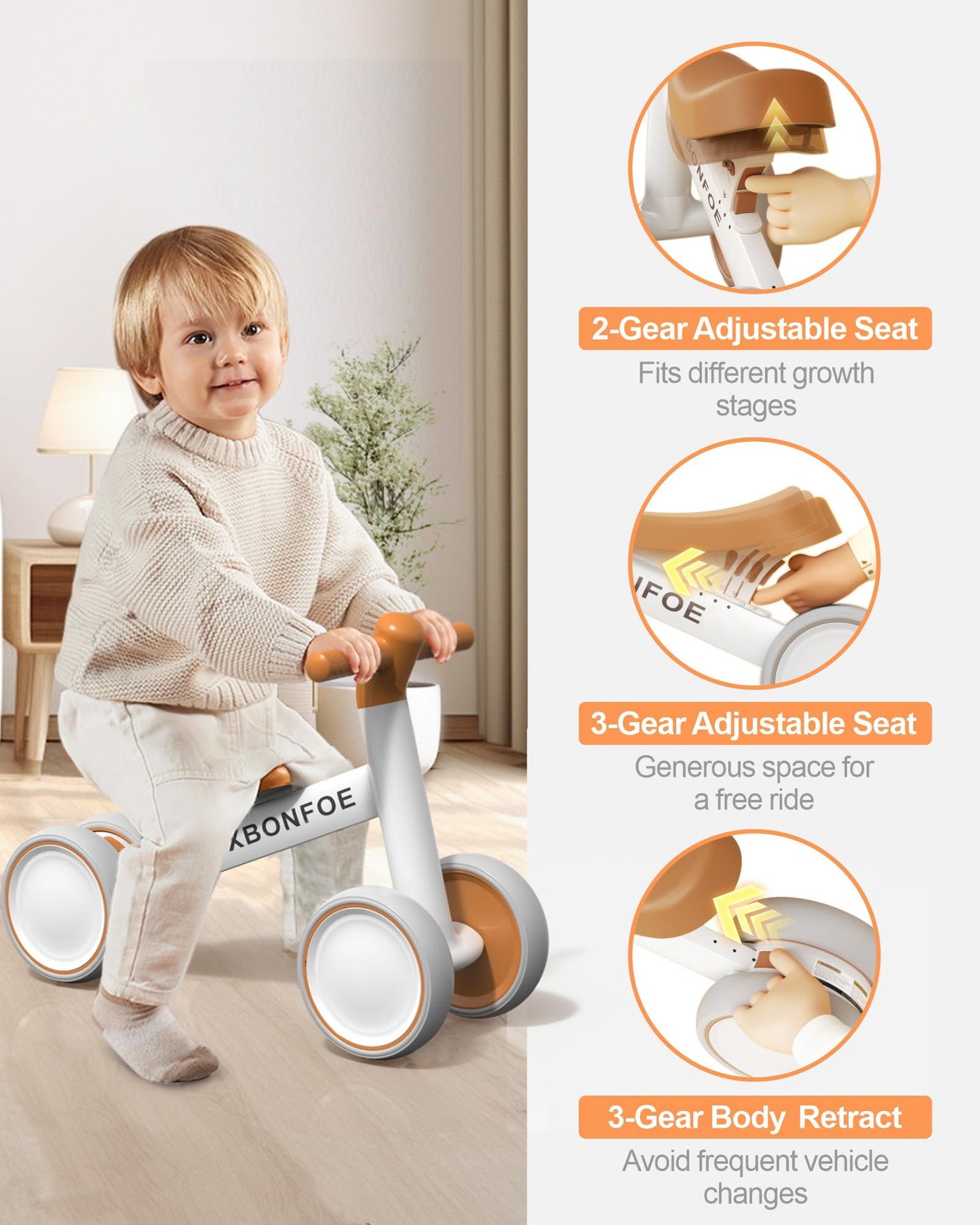 XBONFOE Baby Balance Bike for 1 Year Old Boys Girls, 10-24 Month Toddler Balance Bike, Baby Bike