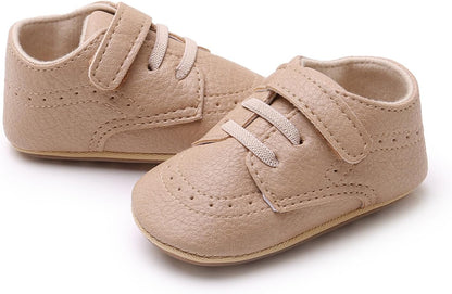 SOFMUO Baby Boys Girls High Top Ankle PU Leather Sneakers Soft Rubber Sole Infant Moccasins Newborn