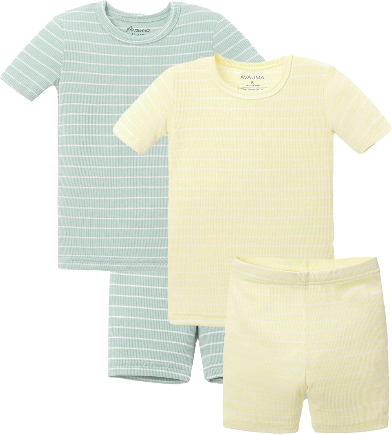 AVAUMA Stripe Pattern Baby Boys Girls Pajama Set Kids Toddler Snug fit Ribbed Sleepwear pjs for