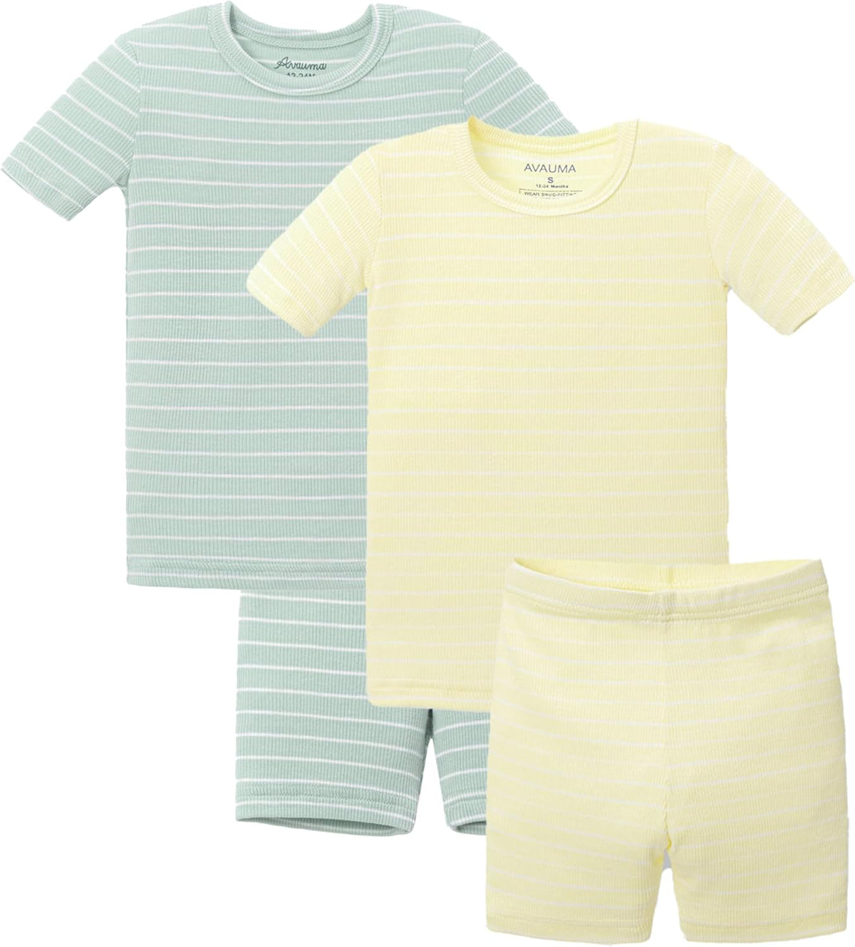 AVAUMA Stripe Pattern Baby Boys Girls Pajama Set Kids Toddler Snug fit Ribbed Sleepwear pjs for