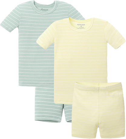 AVAUMA Stripe Pattern Baby Boys Girls Pajama Set Kids Toddler Snug fit Ribbed Sleepwear pjs for