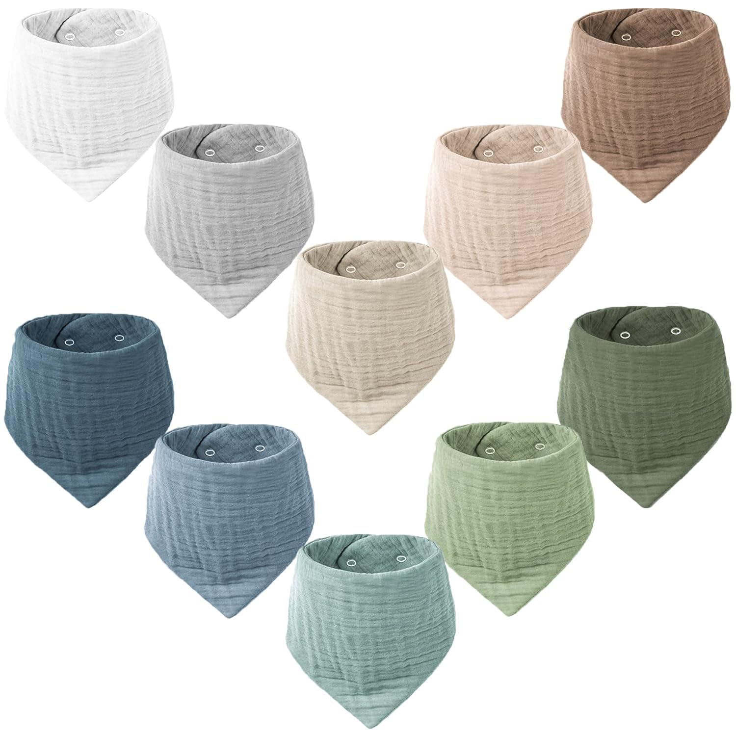 Konssy Muslin Baby Bibs 10 Pack Baby Bandana Drool Bibs 100% Cotton for Unisex Boys and Girls, Soft