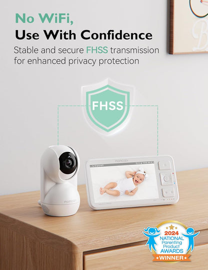 Momcozy Video Baby Monitor, 5.5” 1080P Full HD Baby Monitor with Camera No WiFi, Infrared Night