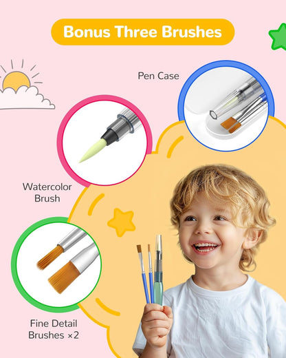 TECJOE Paint with Water Coloring Books for Toddlers, A to Z 26 Pages Animal Watercolor Paint Set