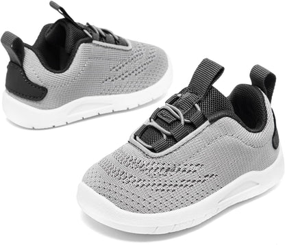 MORENDL Toddler Slip On Sneakers Baby Walking Shoes Non-Slip Breathable Unisex Pink Mesh Lace-Up
