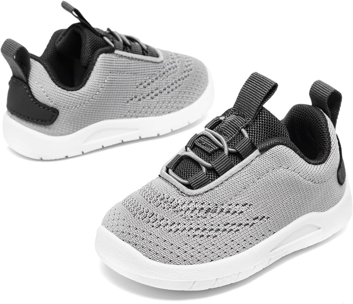 MORENDL Toddler Slip On Sneakers Baby Walking Shoes Non-Slip Breathable Unisex Pink Mesh Lace-Up