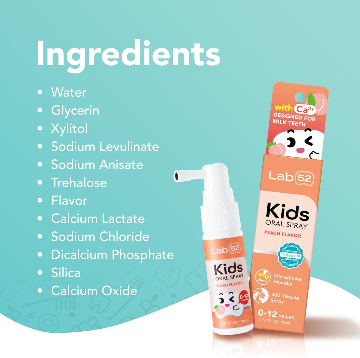 LAB52 Kids Oral Spray, Toddler Toothpaste Helper for Cavity Repair and Fresh Breath, Children