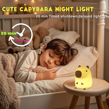 Cute Capybara Night Light,LED Squishy Animal Night Lamp,Soft Silicone Novelty Nightlight,Kids Funny