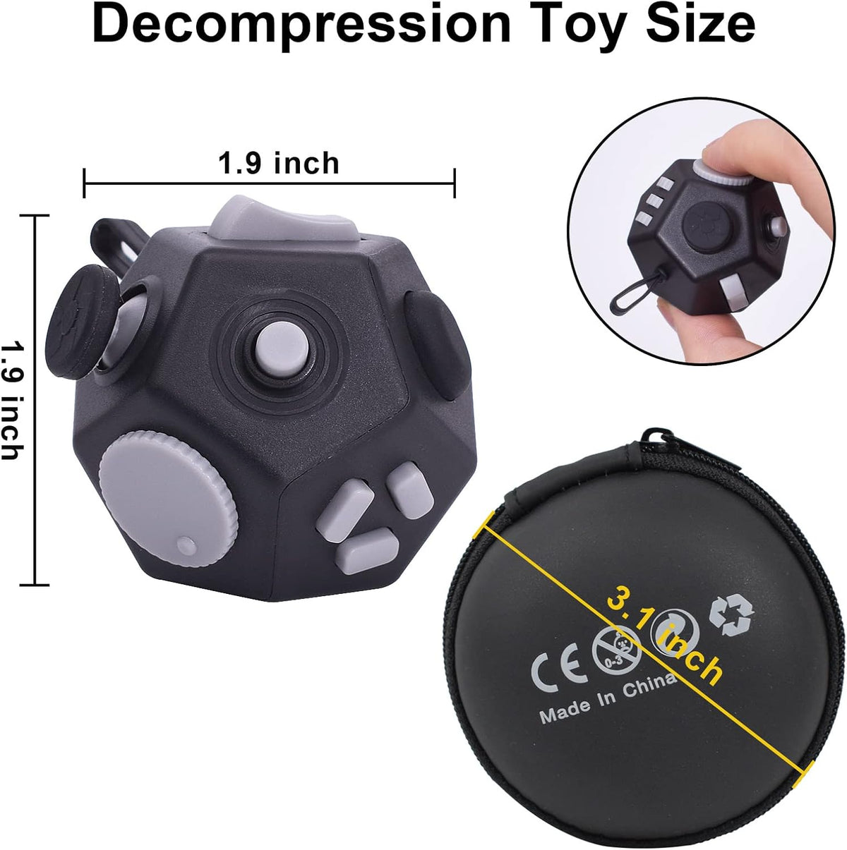 Mini Fidget Toys,12 Sided Cube Toys Relief Stress,Anxiety, Depression,Autism for Kids Adults