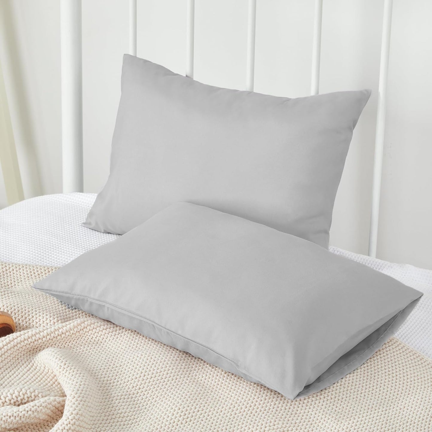 TILLYOU Toddler Pillowcase 2 Pack with Envelope Closure,13" x 18" Silky Soft Microfiber Travel