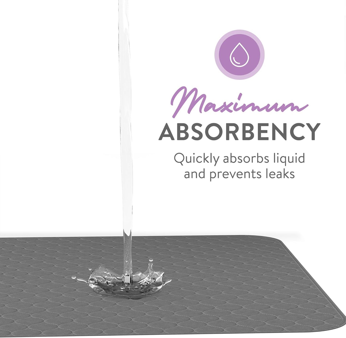 Inspire Underpads | Stain Hiding Gray Reusable Incontinence Bed Pads | Waterproof Mattress Pad |