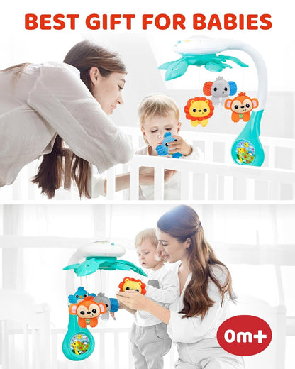 KiddoLab Baby Crib Mobile with Relaxing Music. Includes Ceiling Light Projector with Stars