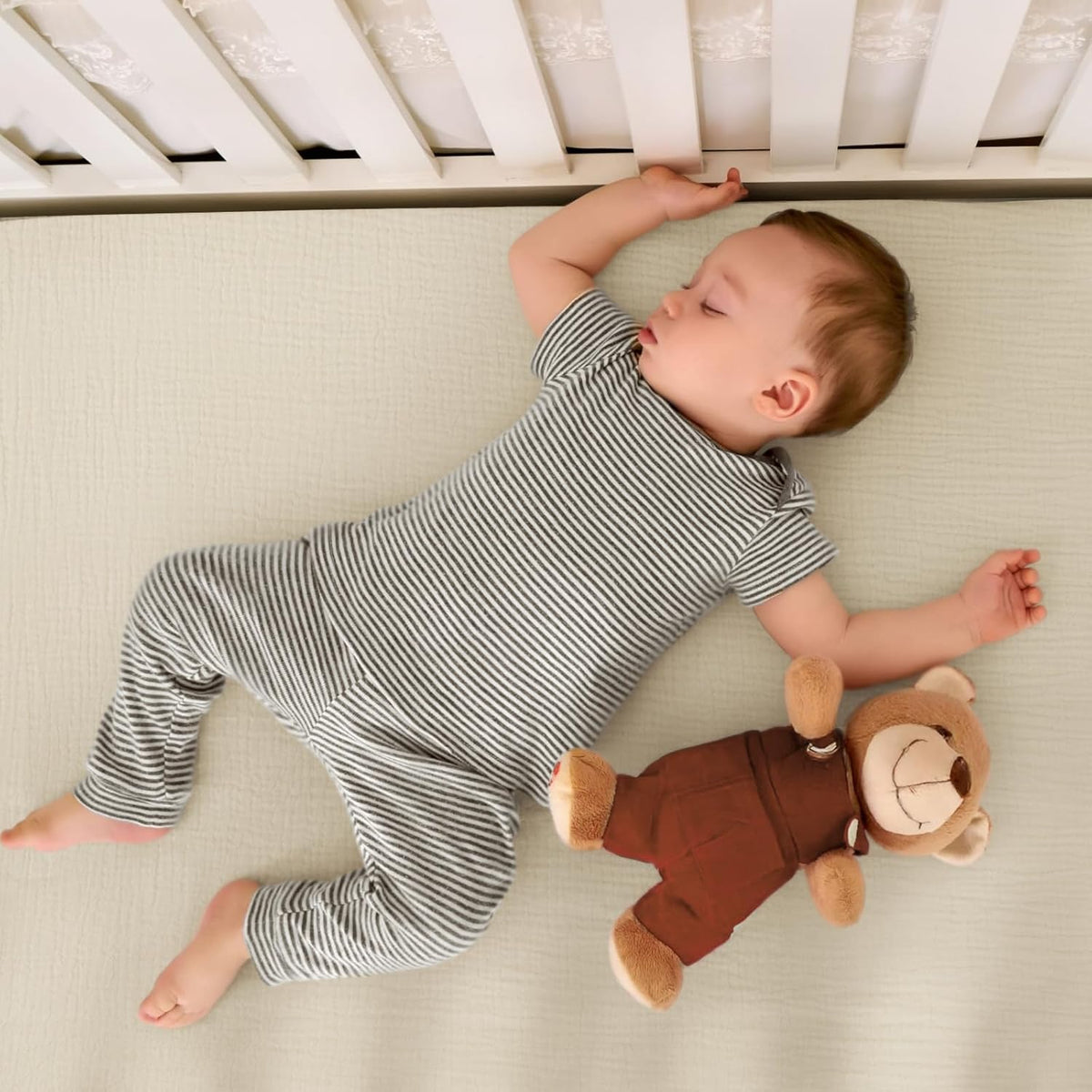 lulumoon Mini Crib Sheets Muslin: Soft Cotton Fitted Mini Crib Mattress Sheets for Boys and Girls
