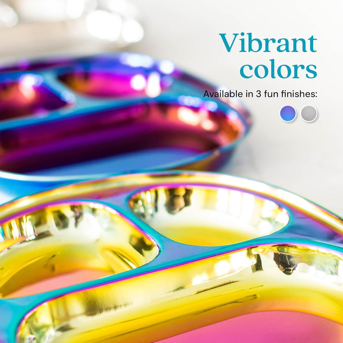 Ahimsa Stainless Steel Kids Plates - Divided Toddler Plates, Pediatrician Designed, Non Toxic