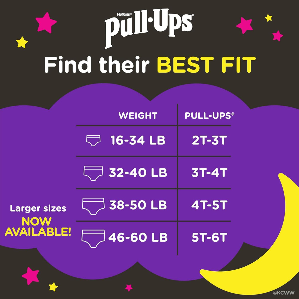 Pull-Ups Girls' Nighttime Potty Training Pants, Training Underwear, 2T-3T (16-34 lbs), 68 Ct