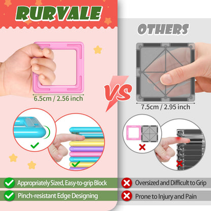 Rurvale Toddler Girl Toys, Magnetic Tiles 44pcs, Birthday Gifts Ideas for Girls Toys Age 3 4 5