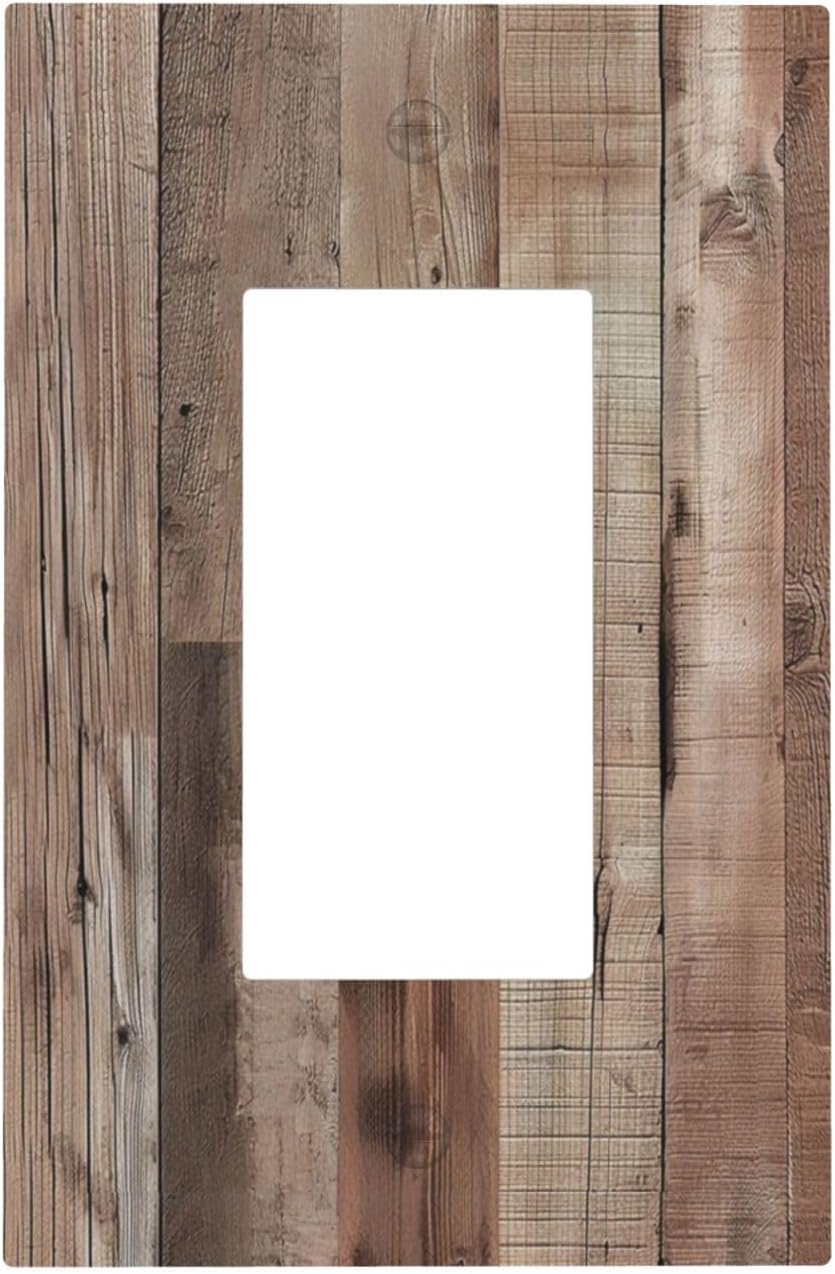 Decorative Outlet Covers Retro Wood Plank Vintaga Wooden Board 1 Gang Single Decora GFCI Device
