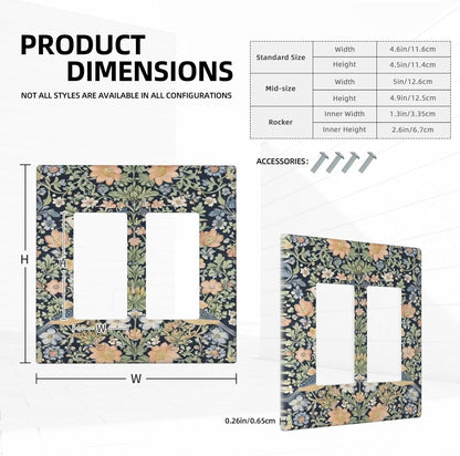 Decorative Outlet Covers Rustic Morris Birds Green Leaf Flower 2 Gang Wall Plate Double Rocker Two