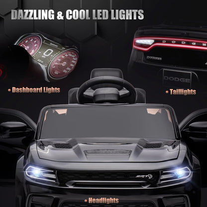 12V 7Ah Kids Electric Ride on Car, Licensed Dodge Charger SRT Hellcat, Battery Powered 4-Wheels Toy