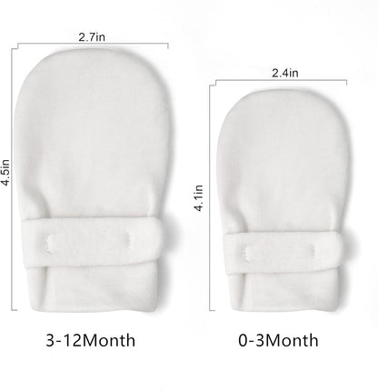 Newborn Baby No Scratch Mittens Stay On, 100% Cotton Breathable, Adjustable Infant Gloves for Baby