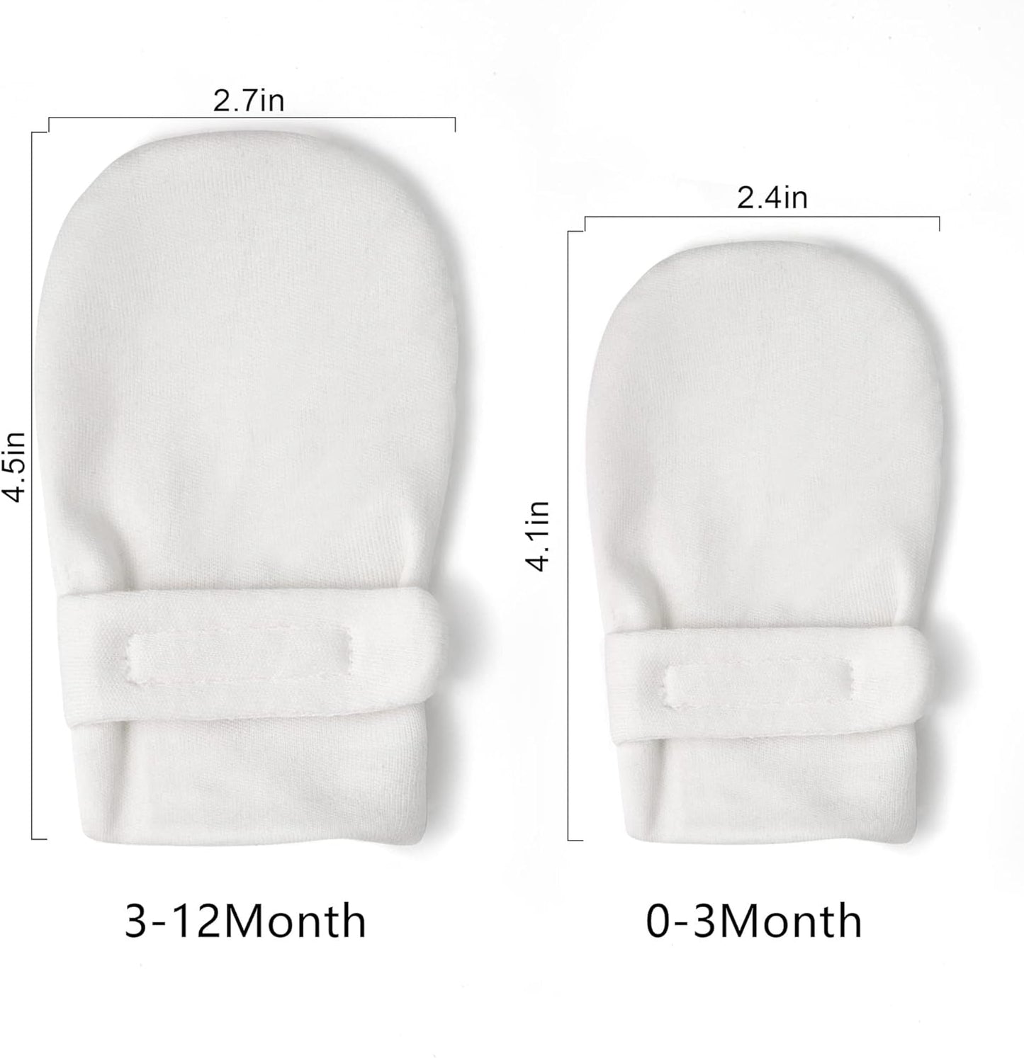 Newborn Baby No Scratch Mittens Stay On, 100% Cotton Breathable, Adjustable Infant Gloves for Baby