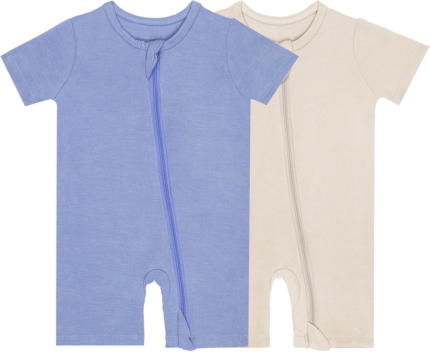 GUISBY Rayon made from bamboo Baby Pajamas Short Sleeve Footless Rompers 2 Way Zipper Sleeper for