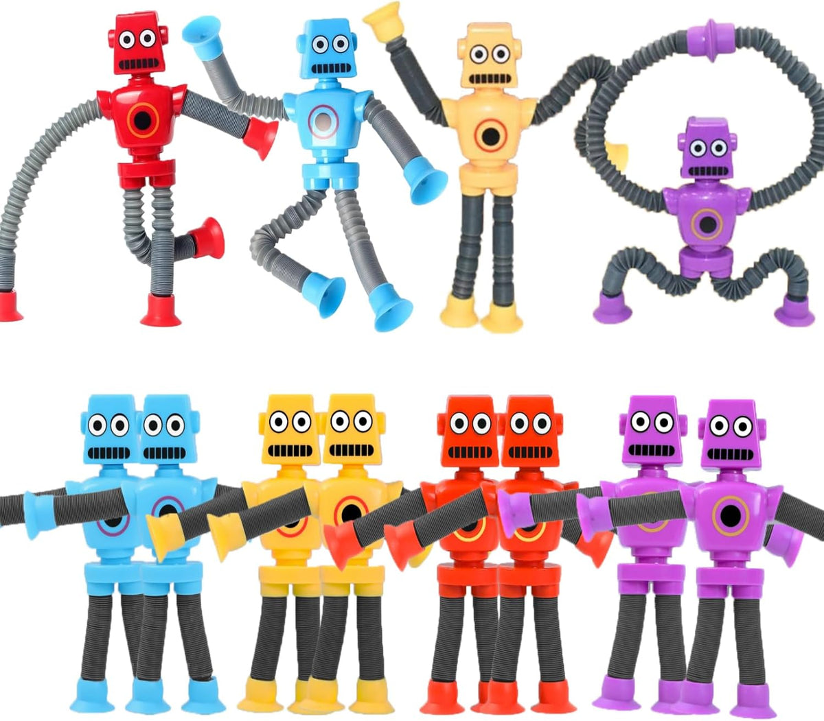 24PCS Telescopic Suction Cup Robot Toy,pop Tubes,Toys for Kids,Toddler Travel Toys,Toddler Sensory