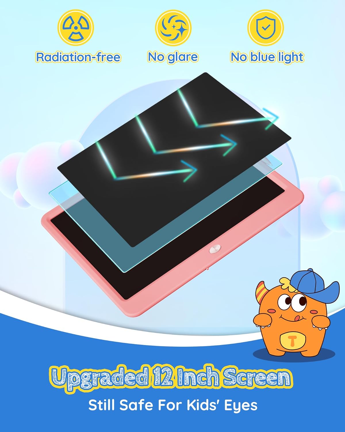 TEKFUN LCD Writing Tablet for Kids Girls Toys, 12 Inch Erasable Drawing Tablet Doodle Board