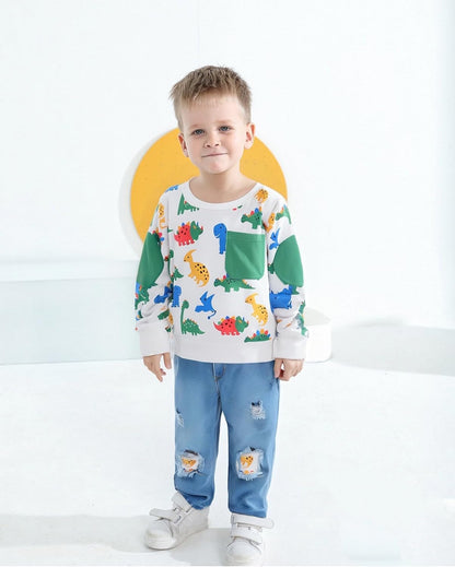 Toddler Baby Boy Outfits Fall Winter Clothes Color Block Long Sleeve Sweatshirt Tops + Jogger Pants