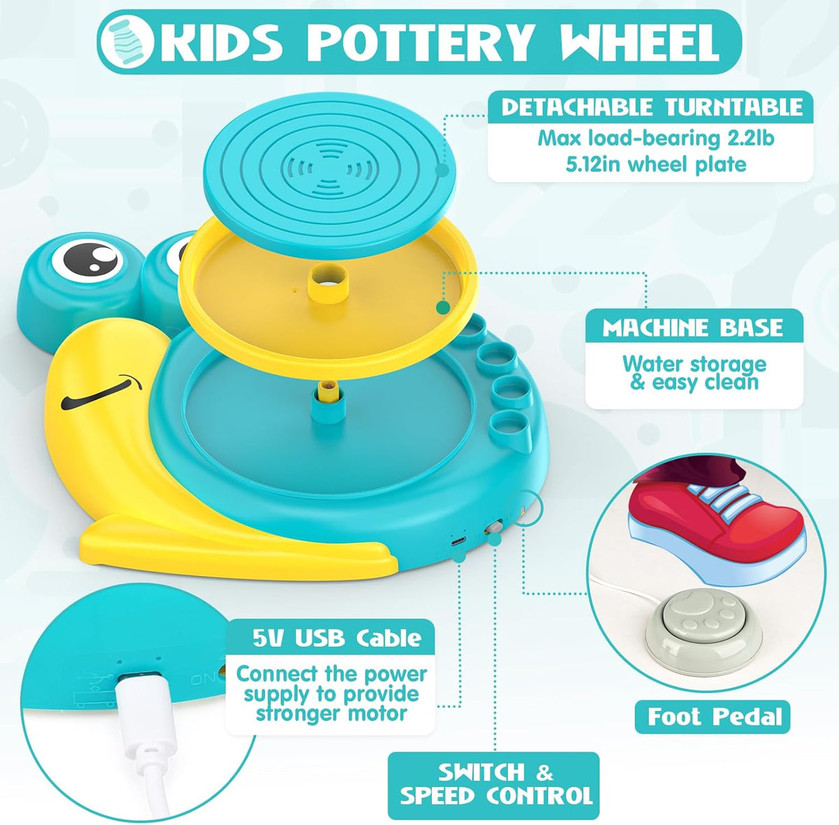 Pottery Wheel for Kids - Complete Art Supplies Arts & Crafts Kit, Crafts for Girls 8-12, Girls Boy