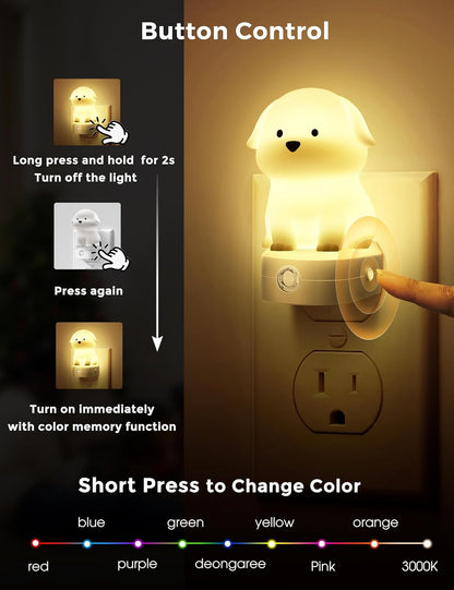 L LOHAS LED Plug in Night Light for Kids, 3D Cute Puppy Night Lights with Dusk to Dawn Sensor