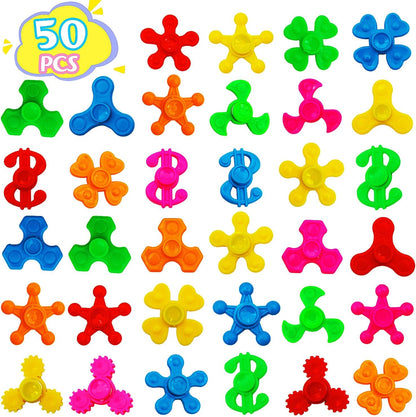 50 Pack Mini Fidget Spinner Toys,Stress Relief Sensory Toys,Birthday Gifts Party Favors for Kids