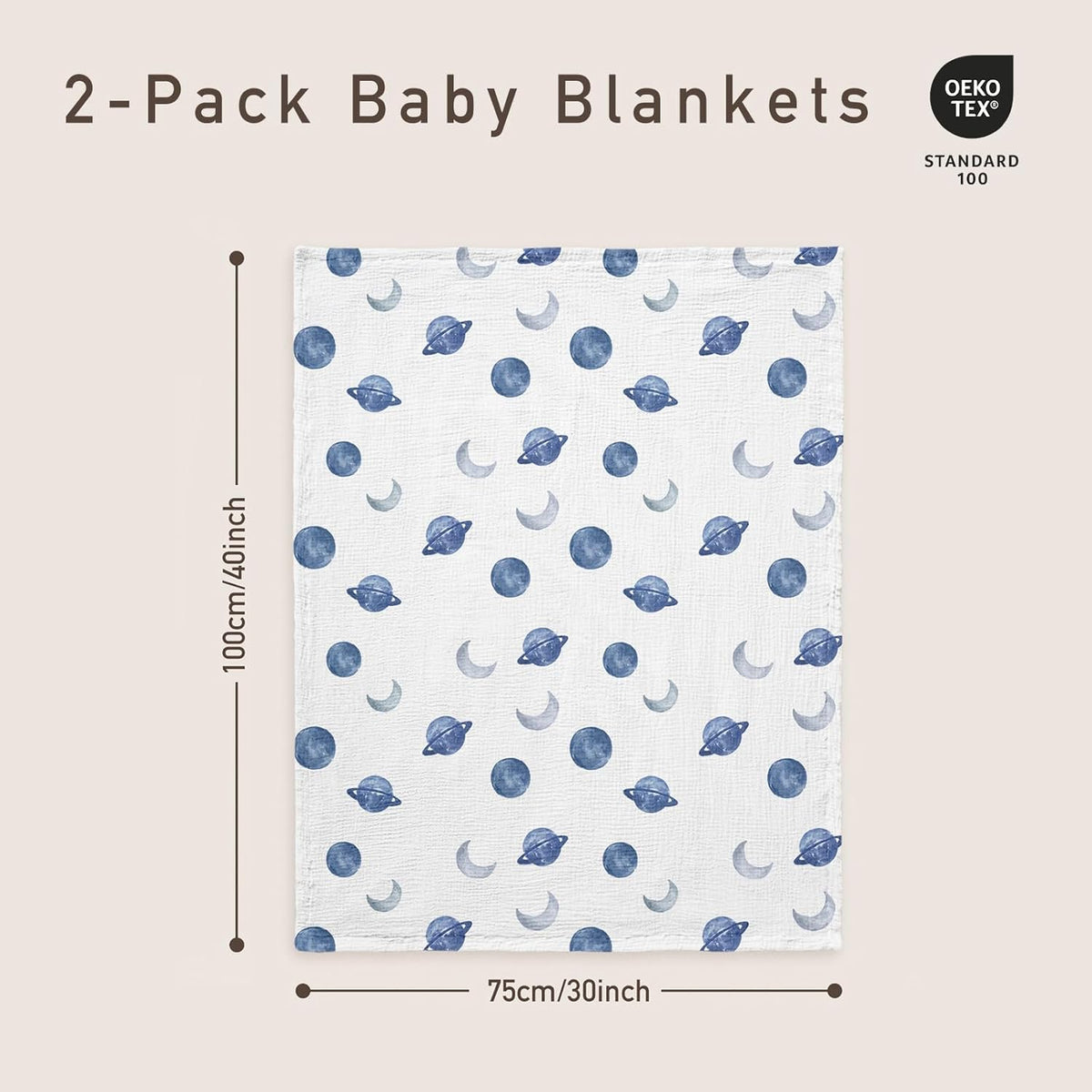 GLLQUEN BABY Blankets for Unisex Boys Girls, 2-Pack Muslin Cotton Front Soft and Breathable, and