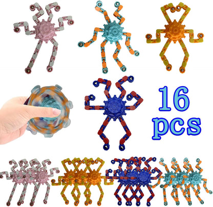 16 Pcs Fidget Spinner Toys Party Favors Goodie Bag Stuffers Gifts,Transformable Robot Fingertip