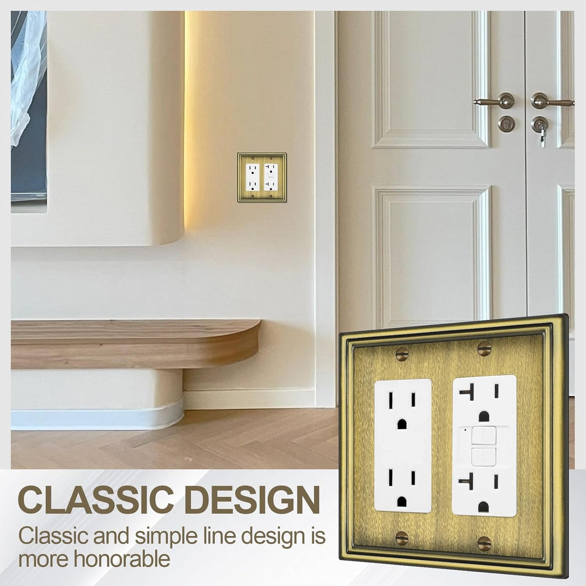 Double Decorator Switch Covers Wall Plate, Antique Brass Decorative Rocker Switch Plates Outlet