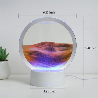 KPNUWN Moving Sand Art Liquid Motion, 3D Deep Sea Sandscape Color Quicksand Decor, Round Glass