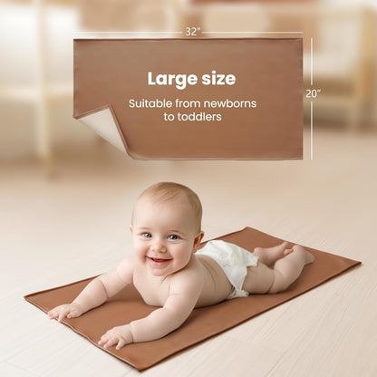 Konssy Faux Leather Baby Changing Mat, Waterproof, Wipeable & Portable Diaper Changing Pad for