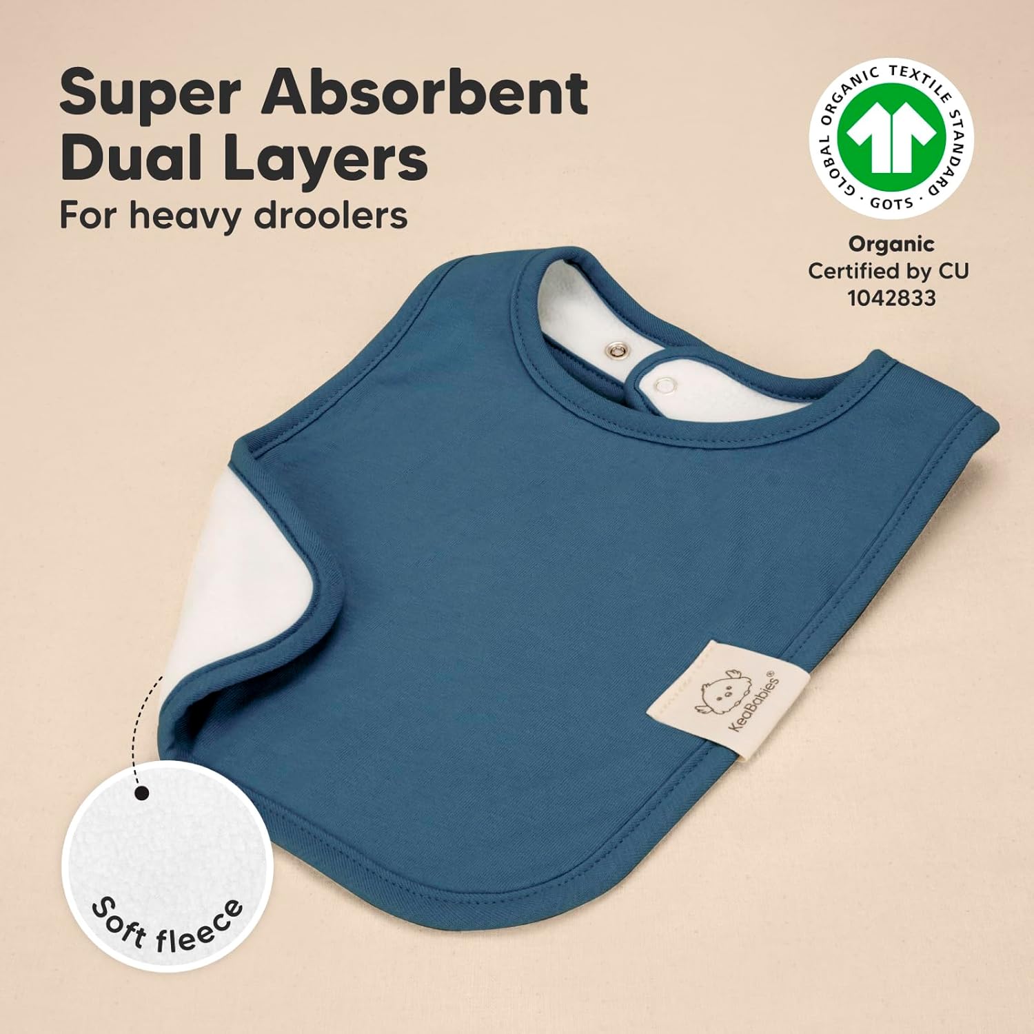 KeaBabies 8-Pack Organic Baby Bibs for Boys, Girls - Super Absorbent Cotton Drool Bibs for Baby