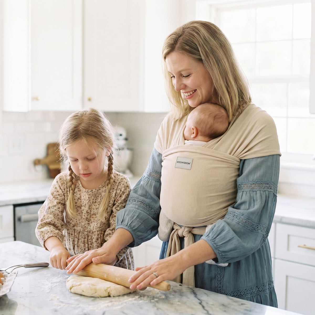MISSWISDOM Baby Wraps Carrier, Baby Carrier Wrap Newborn Sling 7-35lbs, Baby Wearing Wrap Newborn
