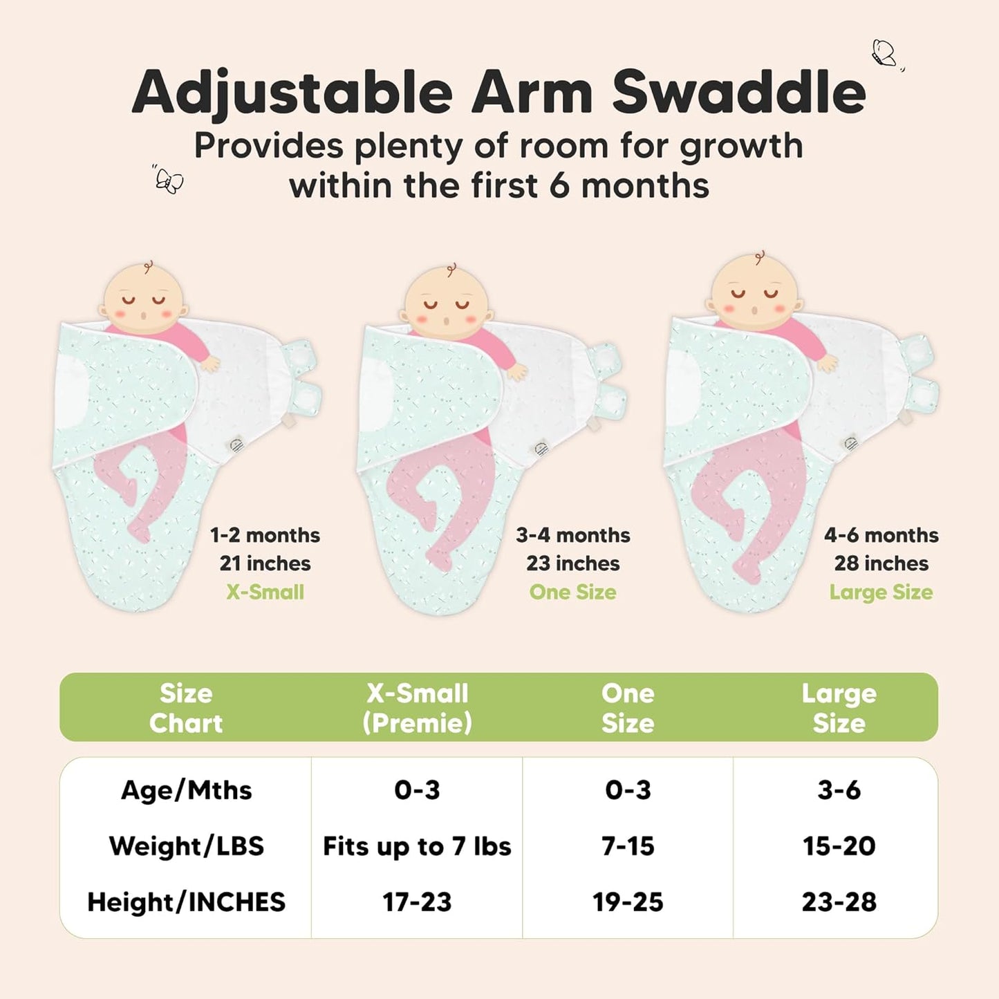 3-Pack Organic Baby Swaddle Sleep Sacks - Swaddles for Newborns, Infant 0-3 Months, Baby Girls