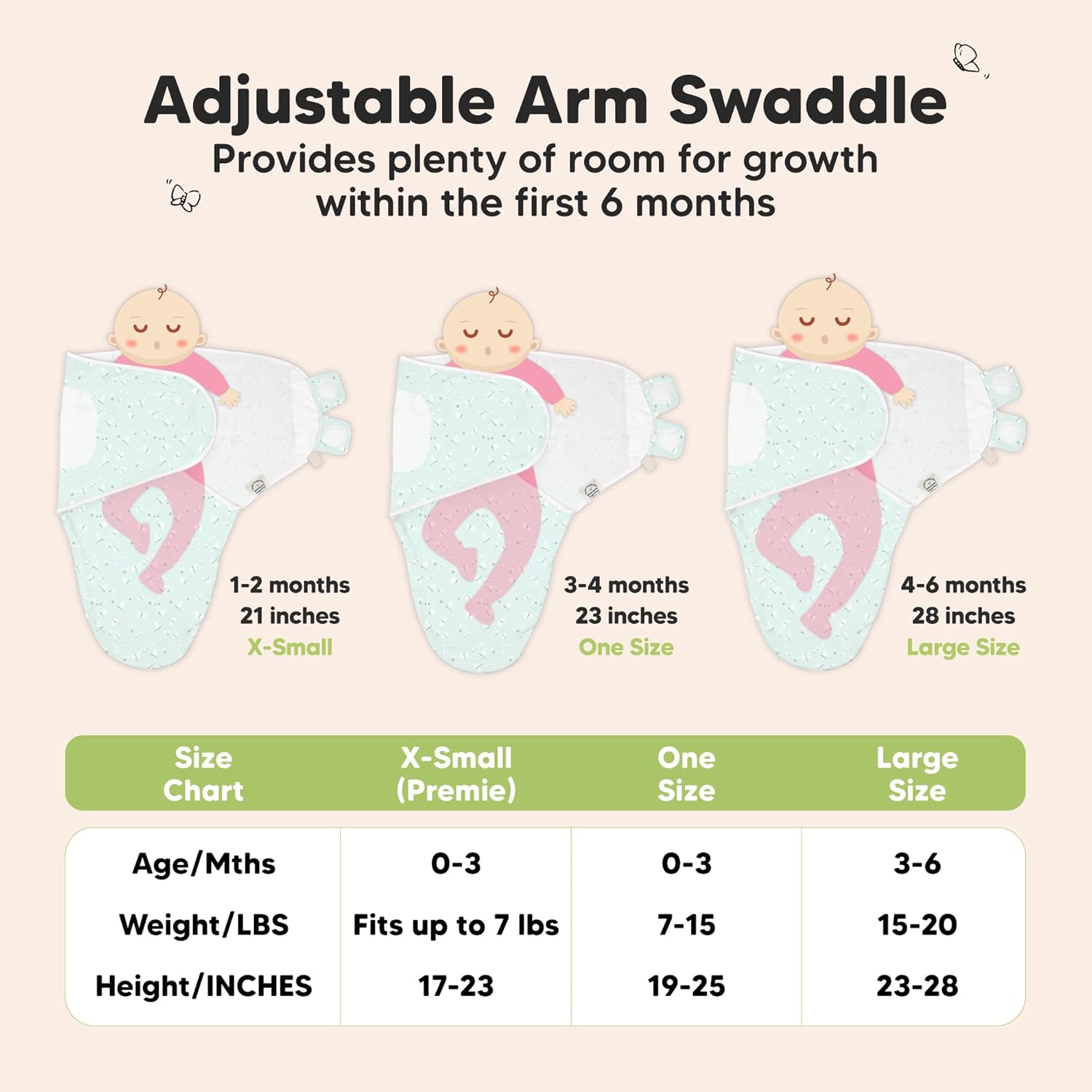 3-Pack Organic Baby Swaddle Sleep Sacks - Swaddles for Newborns, Infant 0-3 Months, Baby Girls