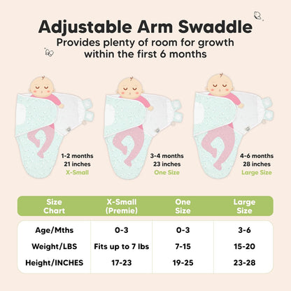 3-Pack Organic Baby Swaddle Sleep Sacks - Swaddles for Newborns, Infant 0-3 Months, Baby Girls