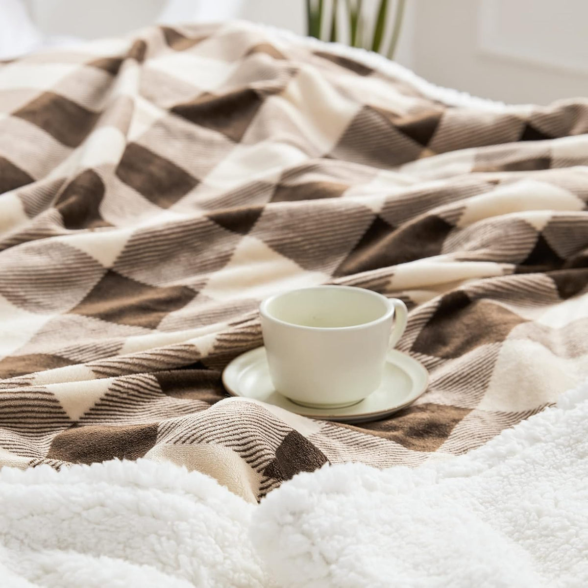 Touchat Sherpa Buffalo Plaid Christmas Twin Blanket 60" X 70", Fuzzy Fluffy Soft Cozy Throw