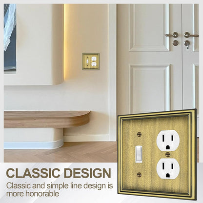 Combination Metal Light Switch Covers Wall Plate, 1 Toggle/1 Duplex Switch Plate Outlet Covers